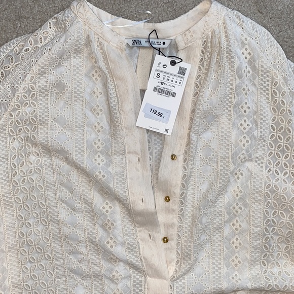 NWT ZARA OPENWORK EMBROIDERY MIDI DRESS - Picture 9 of 10